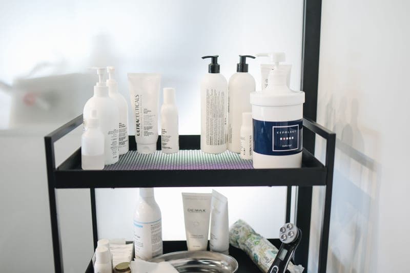 Skincare products arranged as a routine